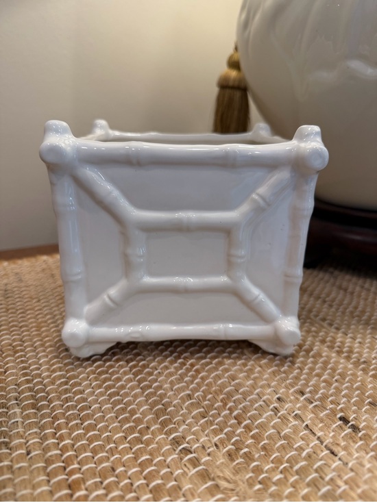 Other - White Ceramic Chinoiserie Bamboo Planter